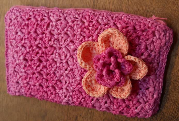 Bushy Pouch with Dr. Jeckyll's Crochet Flower Experiment #2