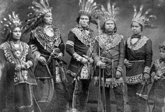 Ojibwes in traditional attire.
