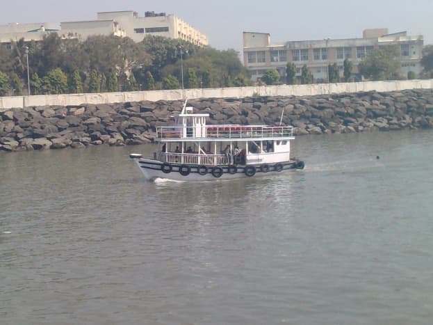 view of a boat that runs from Apollo Bunder to Elephanta Caves