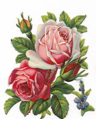 Red and pink vintage roses clip art