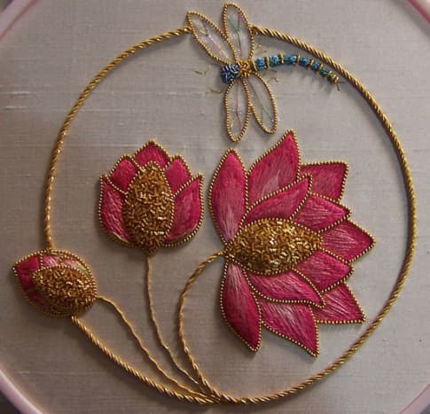 The lotus Symbol in Shaded &amp; Gold Embroidery