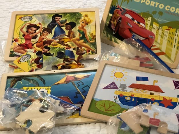 12-piece puzzles with picture on board