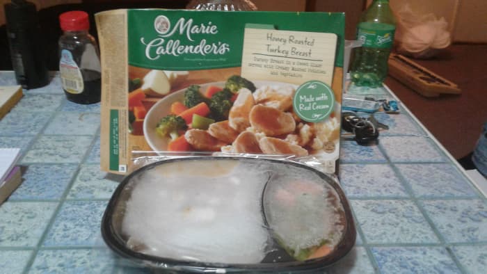 The box and the frozen meal.
