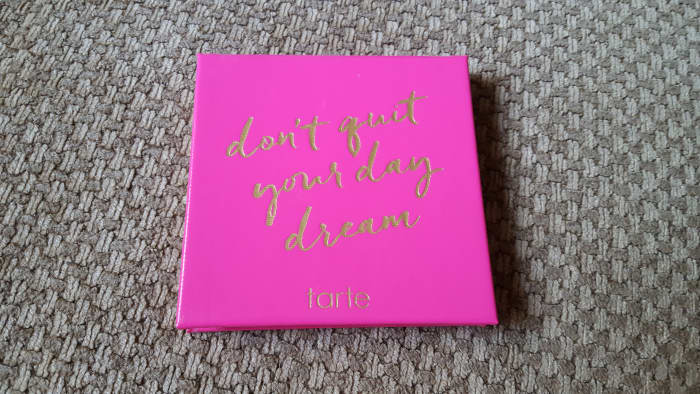 Just look at the adorable slogan on this case. The palette is packaged in hot pink faux leather with gold lettering and a magnetic closure.