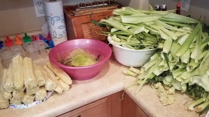 Leftovers from shucking corn