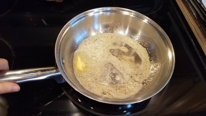 Melt your butter in a saute pan.