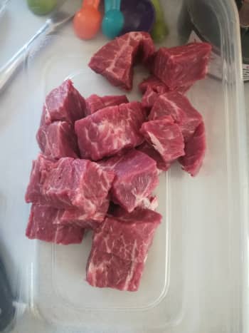 Cubed flat iron steak
