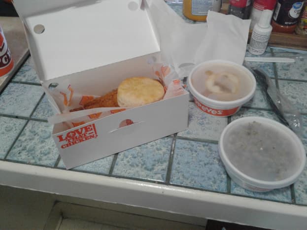Popeye's chicken and biscuits