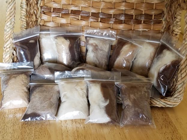Alpaca fleece sample packs could also be used to refill the nesting wreaths.