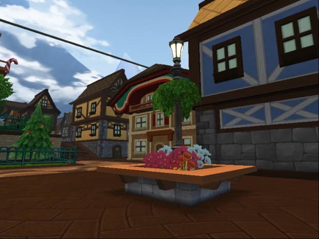 The Karamelle City Peanut Buttercups are cleverly hidden in a flowerbed next to the crafting vendors.