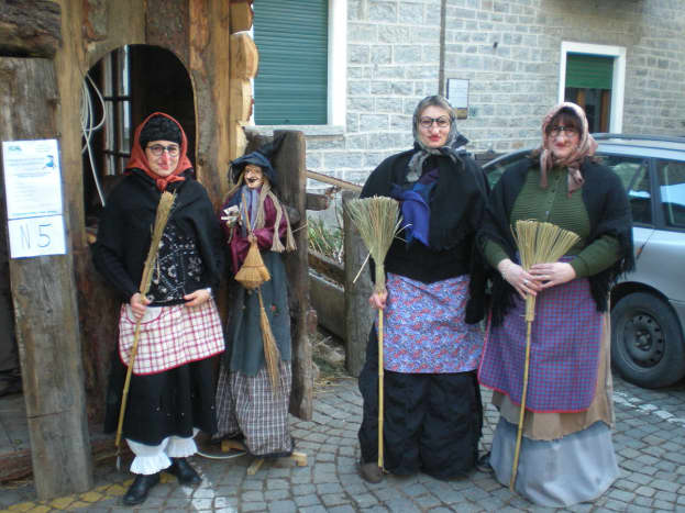 Italian ladies dressed like la Befana on January 6.