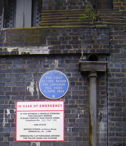 Marker on the site of the first V-1 strike on London.
