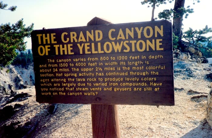 The Grand Canyon of the Yellowstone Sign