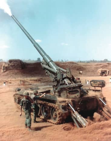 A 175mm self-propelled gun at a firebase in Vietnam it had a range of twenty miles.