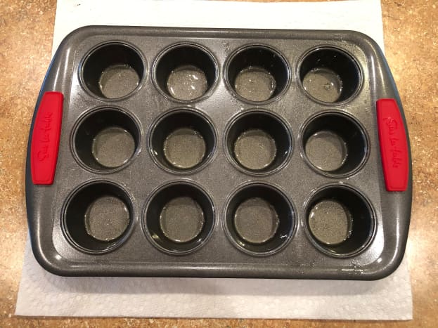 Step 1: Grease mini muffin pan.