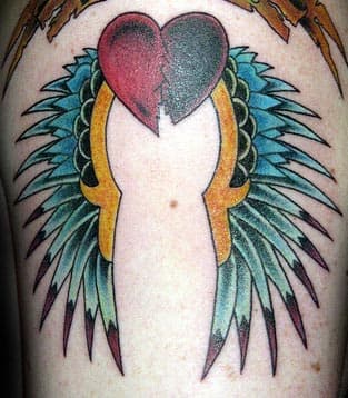 Feather wings and a heart.