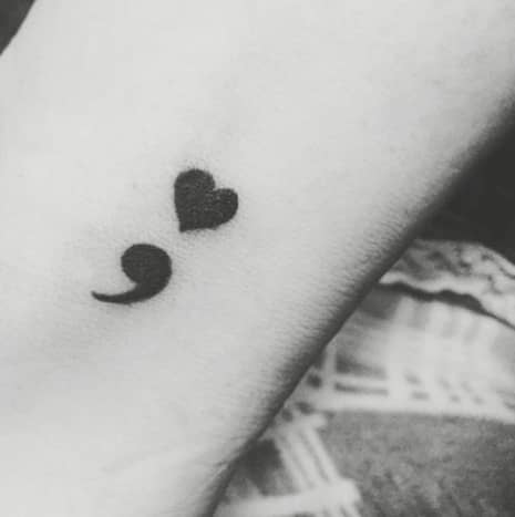 Heart and semicolon tattoo