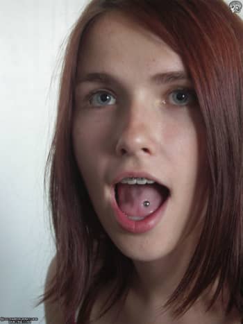 a woman with an off-center piercing