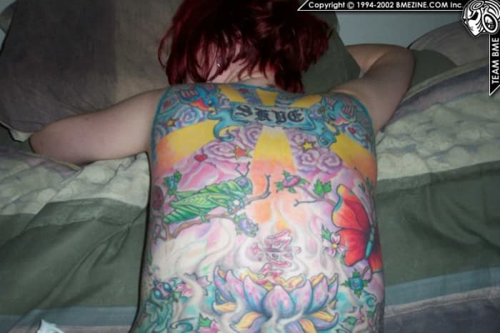 A full back tattoo.
