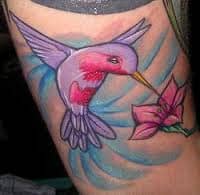 Hummingbirds are often tattoed in color