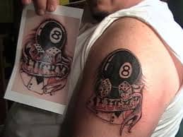 American Ultra Tattoo  Made a rad 8 ball spider last night  the angle of  his arm is distorting the 8 ball Thanks for looking Erick  Facebook