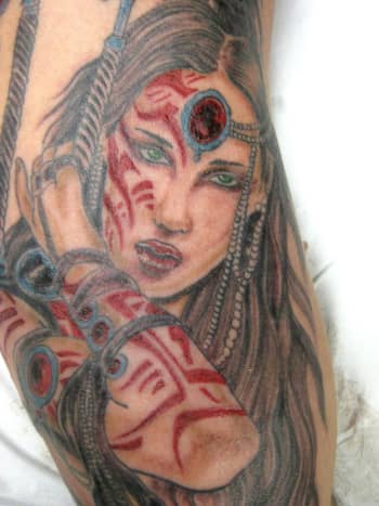 Female warrior tattoo.