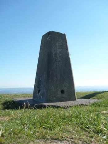 Marker and surveying triangulation point on Garth Mountain