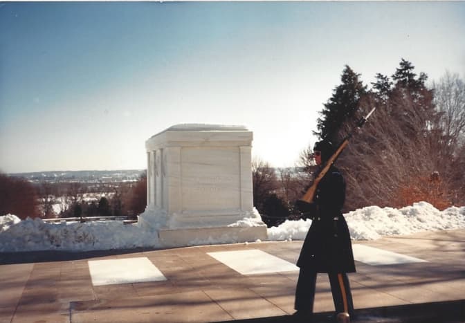 The Tomb of the Unknown Soldier, Arlington National cemetery, January 1987.