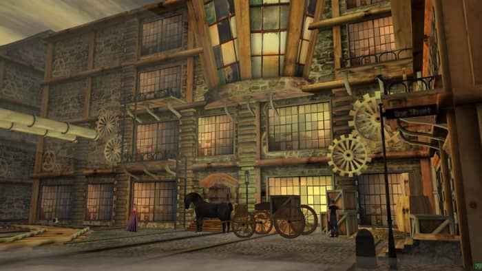 Steampunk Village in the Virtual Reality Chat Software Active Worlds