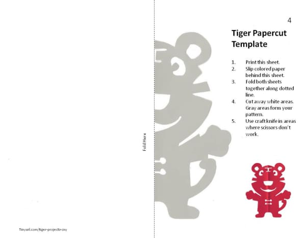 Here is a photo of the template for a standing tiger who is wearing a little jacket.