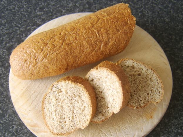 Slices cut from wholemeal bread stick