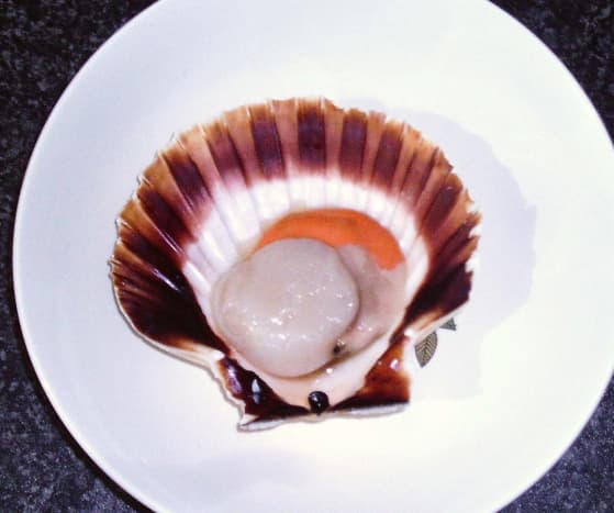 Cleaned scallop in the half shell