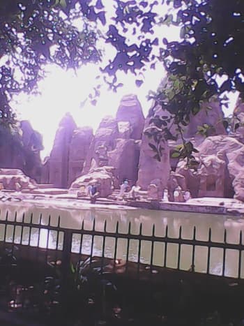 View of masrur temples from the opposite side of the pond