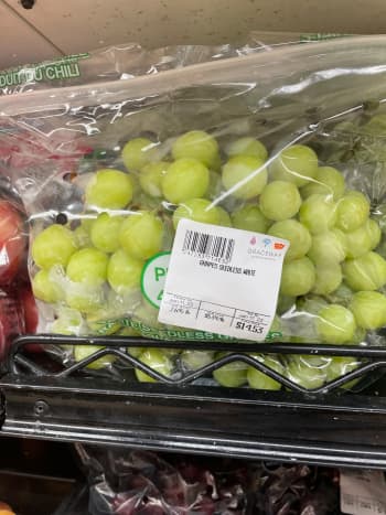 A bag of grapes, over $14 USD.