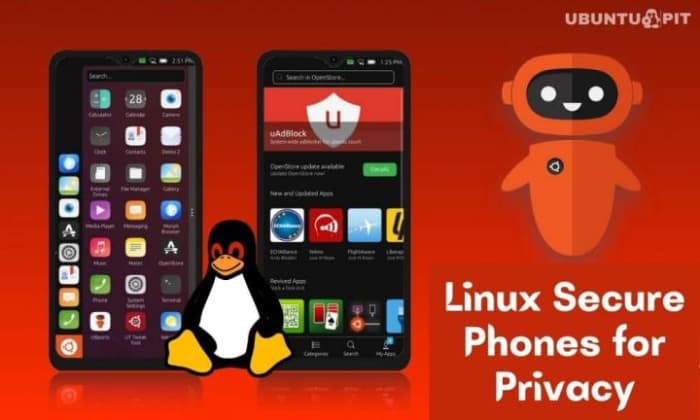 UBport version of Linux phone showing Ubuntu as a main operating system, also showing an app store. 