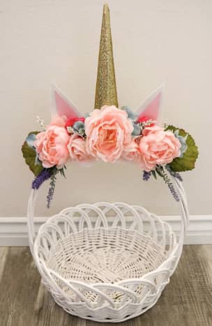 DIY Floral Unicorn Easter basket