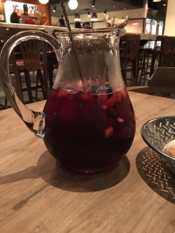 This pitcher of sangria allowed both of us to have over two full glasses. It was very delicious. 