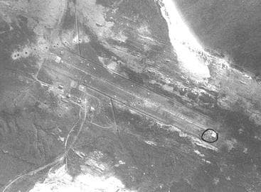 Post attack photo of Stanley Airfield