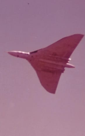 An RAF Vulcan performing at Randolph Air Force Base circa 1980.
