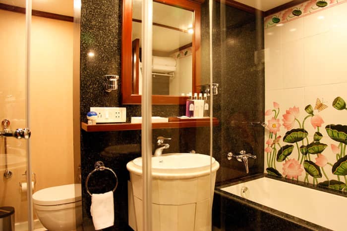 One of the suite's bathroom onboard Maharaja Express.