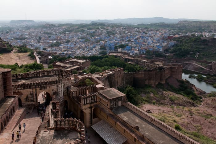 Mehrangarh Fort, Jodhpur. Check out the blue houses in background.