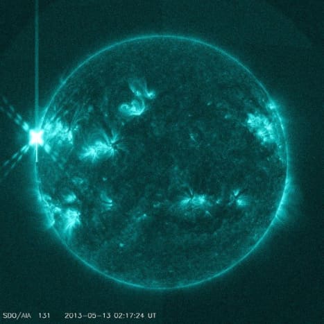 X1.7 flare and X2.8 flare  -- 10:17 PM in EDT on May 12, 2013 (Mother's Day)