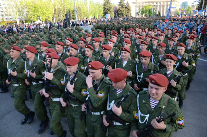 Pro-Russian rebels in Donetsk, May 2015. Ukraine has designated Russia-backed separatist republics in eastern Ukraine as terrorist organizations.