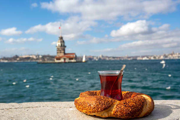 Turkish Tea And Simit Bread 