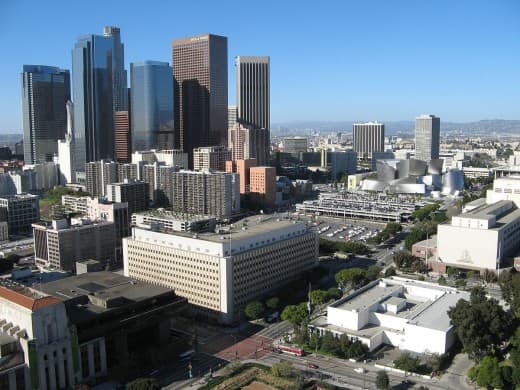 Bunker Hill in downtown Los Angeles as seen from Los Angeles City Hall.