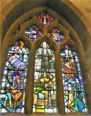 The Plague Window in Eyam Parish Church.