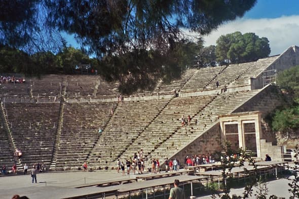 Epidaurus Theater, 4th century BCE. The architect was Polykleitos the Younger, son of the famous sculptor Polykleitos (artist of the Diadoumenos sculpture I showed in Part IIB).