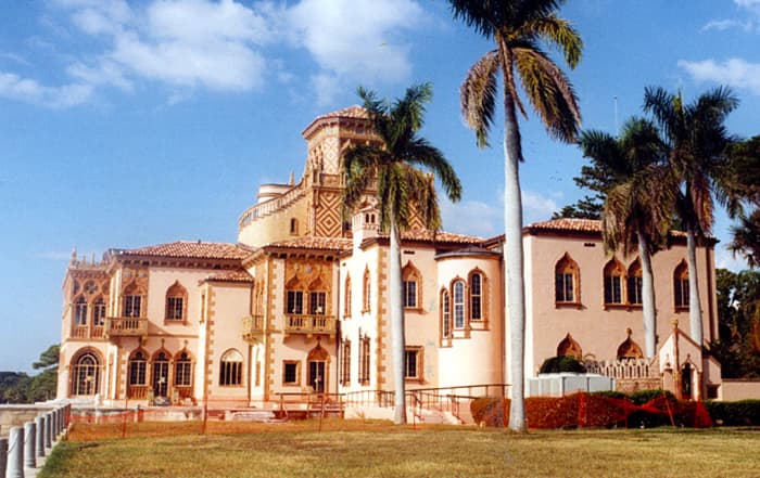 One end of the John Ringling House in Sarasota, which is now a grand museum and art gallery. 