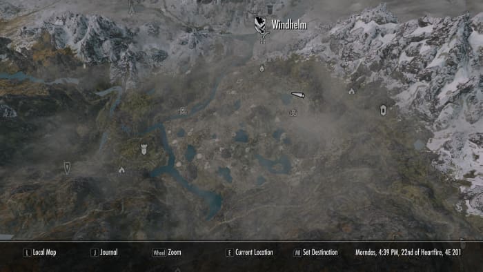South west from Windhelm