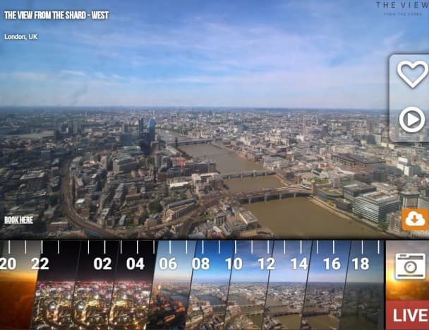 This is one of the four live camera feeds on top of the UK's tallest building, the Shard, which overlooks many homes across North, East, South, and West London. 